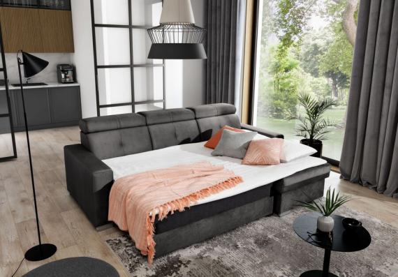 Foto Sofa chaiselongue cama - FRESIA, Gris claro