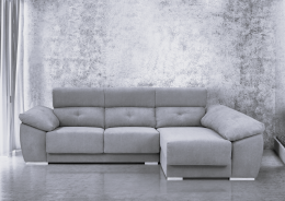 Sofa chaiselongue con arcon - Tívoli, Gris claro