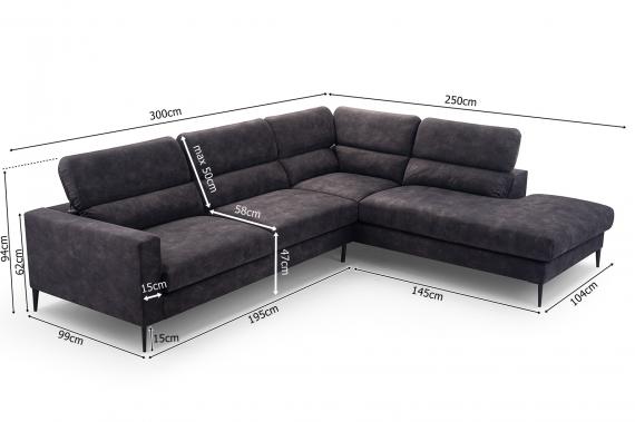 Foto Sofa chaiselongue - Jezzi, Azul