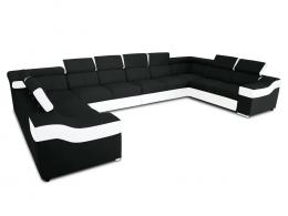 Sofa en forma de U, Eva 10 plazas, negro blanco