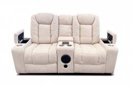 Sofa relax electricos reclinables - altavoces con subwoofer - portavasos - cargador inalambico - luces LED - puerto usb - 2 plazas - beige - TEXAS