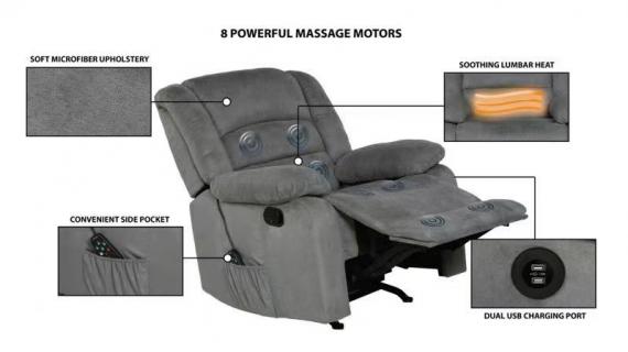 Foto Sofa relax electricos reclinables con masajes integrado - portavasos - cargador inalambico - luces LED - puerto usb - 3 plazas - beige - TEXAS