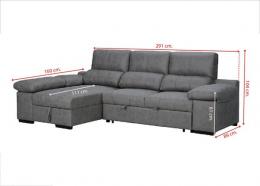 SOFA SHAISELONGUE CAMA C/ARCON REVERSIBLE - NIKOL, cemento