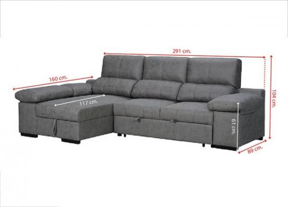 Foto SOFA SHAISELONGUE CAMA C/ARCON REVERSIBLE - NIKOL, cemento