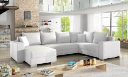 Sofa U con cama - MARCO, berlin02/soft17- tela/polipiel-gris oscuro/blanco, derecha