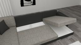 Sofa U con cama - MARCO, sawana 05/tela/gris oscuro, derecha