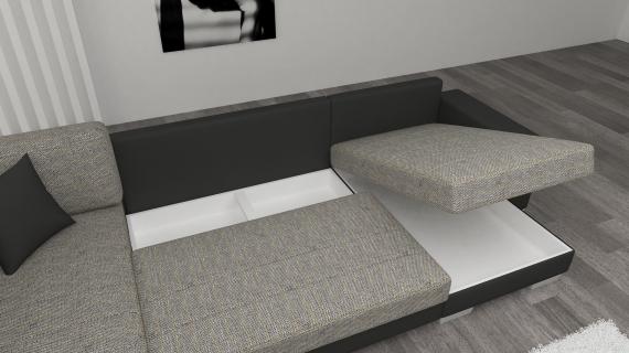 Foto Sofa U con cama - MARCO, sawana 05/tela/gris oscuro, derecha