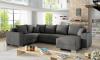 Foto Sofa U con cama - MARCO, Soft 11/polipiel/negro, derecha