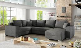 Sofa U con cama - MARCO, Soft 11/polipiel/negro, derecha