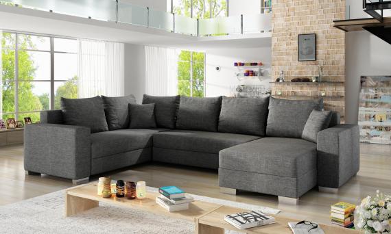 Foto Sofa U con cama - MARCO, Soft 11/polipiel/negro, derecha