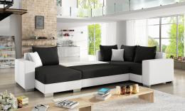 Sofa U con cama - MARCO, Soft 17/polipiel/blanco, izquierda