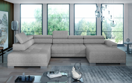 Sofa XL con reposacabezas móviles - CAMPO XL, Tela, Gris