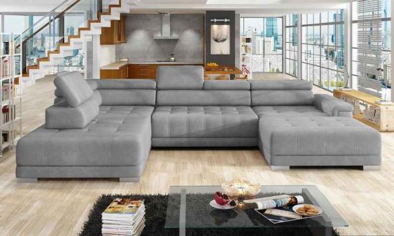 Foto Sofa XL con reposacabezas móviles - CAMPO XL, Tela, Gris