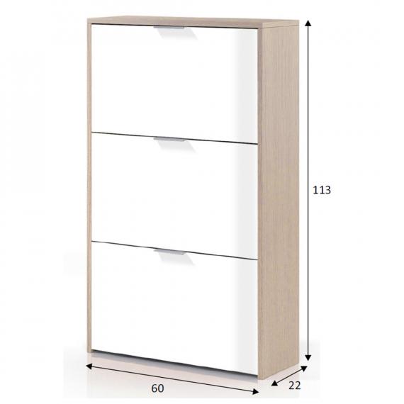 Foto ZAPATERO 3 PUERTAS ABATIBLES REF: LC0877R CAPRIZZIO ROBLE/BLANCO BRILLO