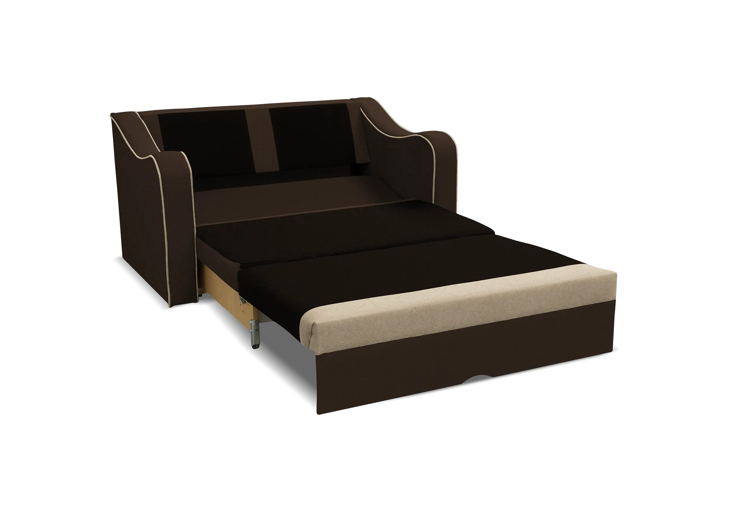 Pequeño sofá cama 2 plazas – Samba, Marrón + Beige, 140cm