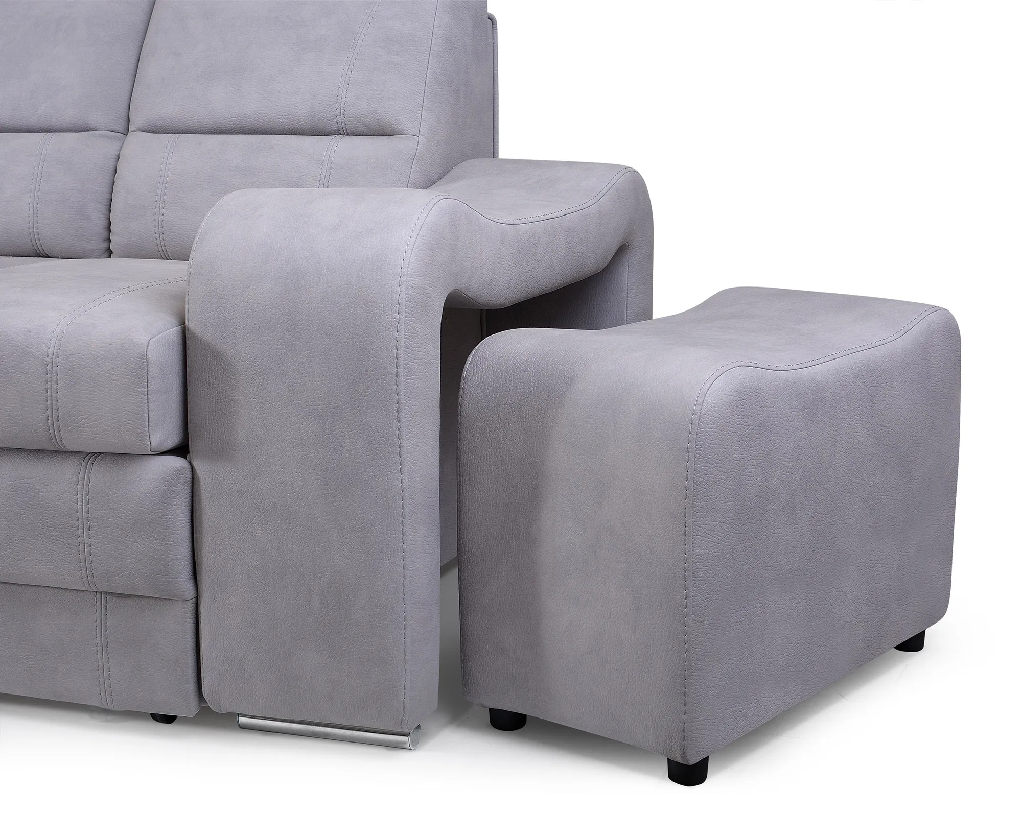 SOFÁ CAMA PEQUEÑO 3 PLAZAS I 2 PUFF 205 CM WENUS GRIS