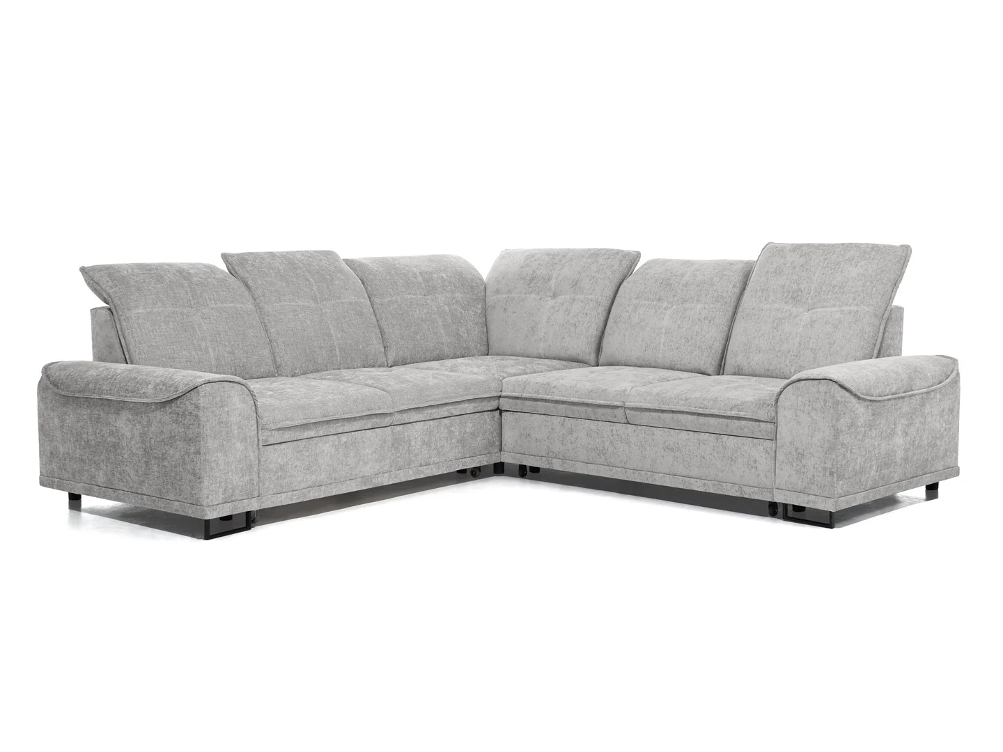 Sofá Cama Rinconera Tejido Szenil Color Gris Claro con Arcón Boss XL