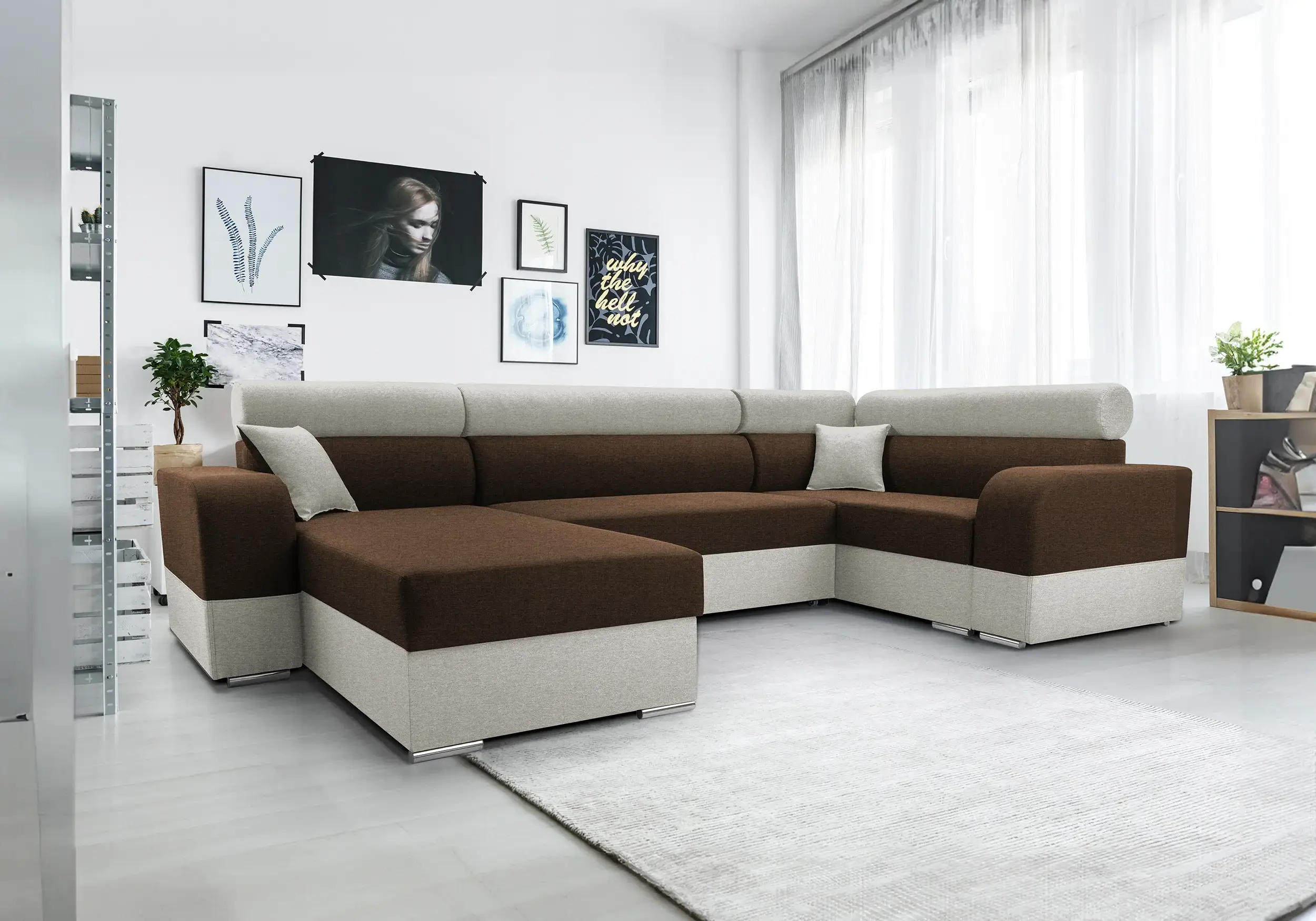 Sofá en U rinconera grande con chaise longue y cama – Infinity