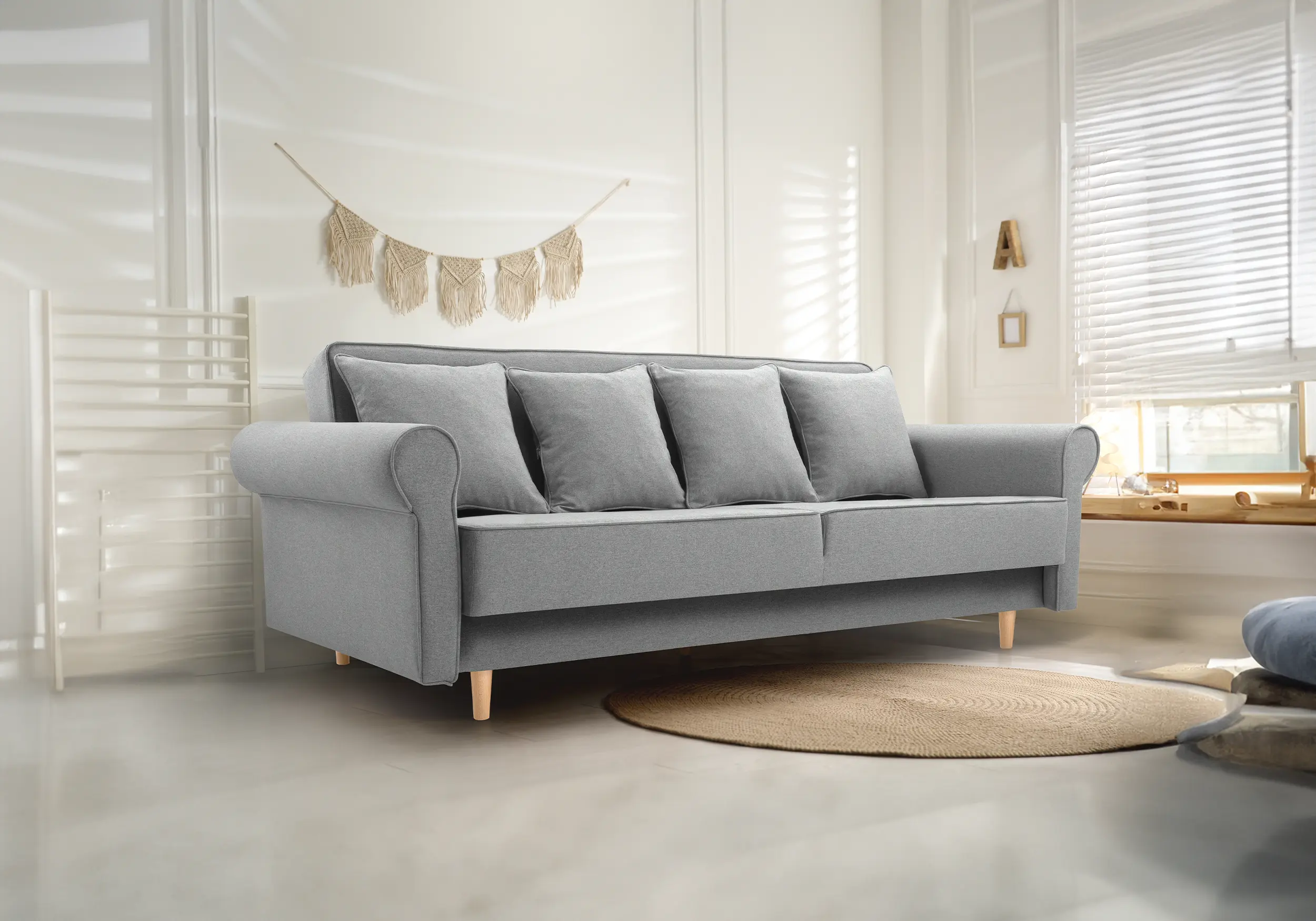 Sofa cama - KRYSTYNA, Gris claro, 216 cm