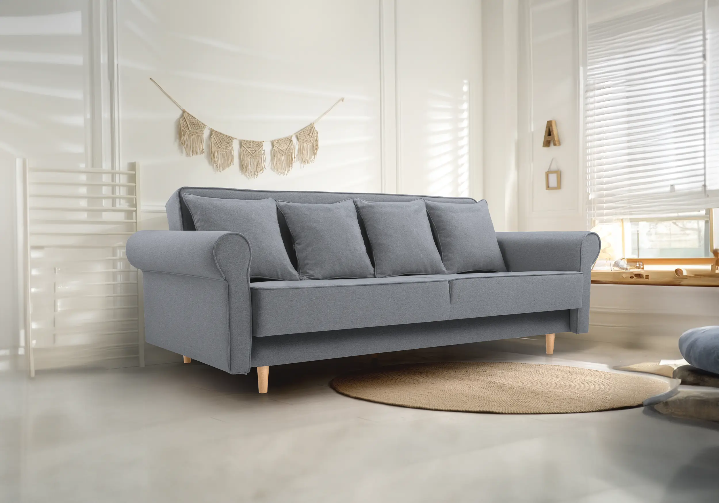 Sofa cama - KRYSTYNA, Gris oscuro, 216 cm