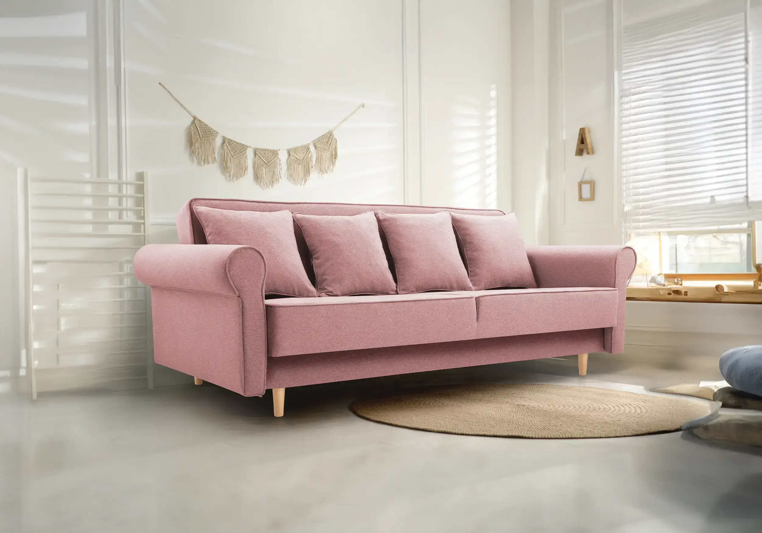 Sofa cama - KRYSTYNA, Rosa, 216 cm