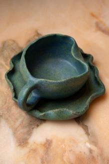 Taza y Platillo de Cerámica « Ocean Whisper »