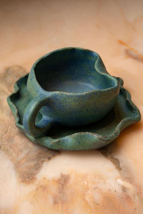 Foto Taza y Platillo de Cerámica « Ocean Whisper »