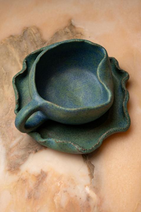 Foto Taza y Platillo de Cerámica « Ocean Whisper »