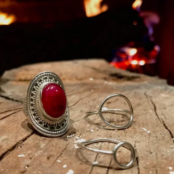 Foto Anillo círculo grande minimalista Plata