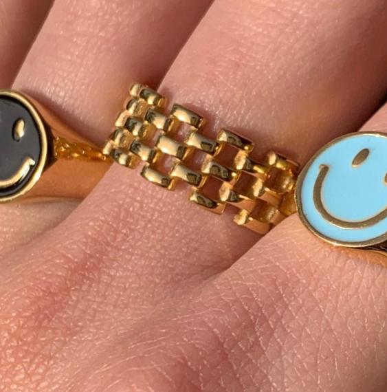 Foto Anillo ancho de acero Oro