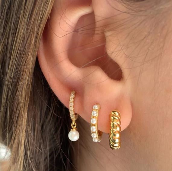 Foto Aros mini Perlas Oro