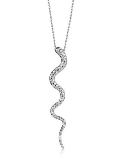 Foto Collar con colgante de gran Serpiente Plata