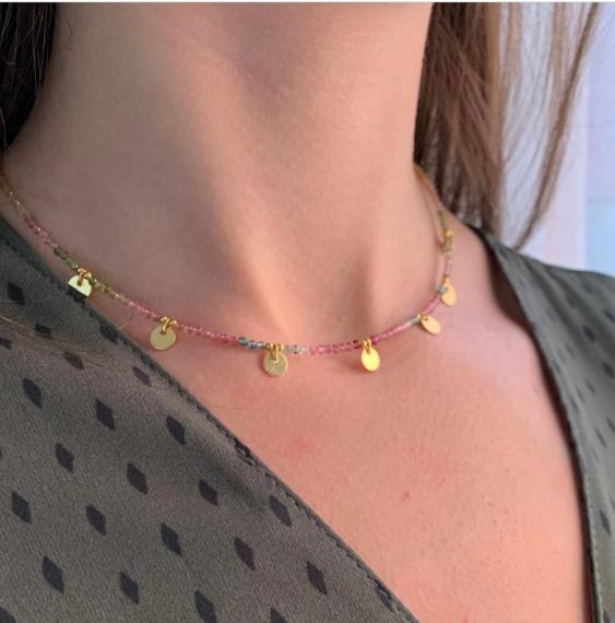 Foto Collar de cuentas mini de piedras naturales Lila