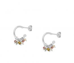 Delicado aros de perlas agua Plata Multicolor