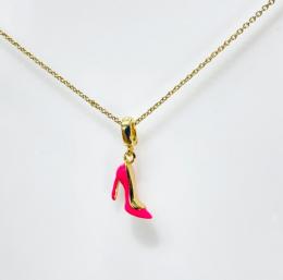 Dije de joyería zapato tacón rosa Plata