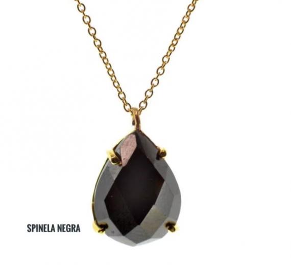 Foto Gargantilla de Plata de Ley con colgante de Piedra Spinela Negra