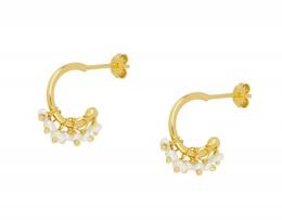 Delicado aros de perlas agua Oro Blanco