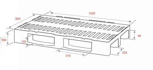 Foto Palet H1 plastico 1200x800x160 mm - 1250 kg, usado