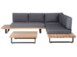 Conjunto de sofá esquina jardín 5 plazas MYKONOS Madera acacia genuina certificada Gris oscuro