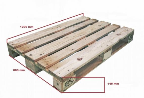 Foto PALET EUROPEO HOMOLOGADO USADO  PESO:  25 Kg CARGA DINÁMICA:  1000Kg MATERIA PRIMA:  MADERA DE PINO TRATAMIENTO NIMF15 PARA EXPORTACIÓN: OPCIONAL MEDIDAS: 800 X 1200 X 145 mm