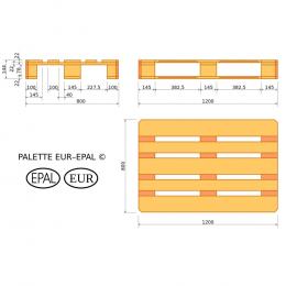 Palet europeo 1200x800x144 mm - EPAL, 1500 kg, nuevo