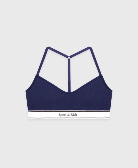 Serif Logo Sports Bralette - NavyOff White