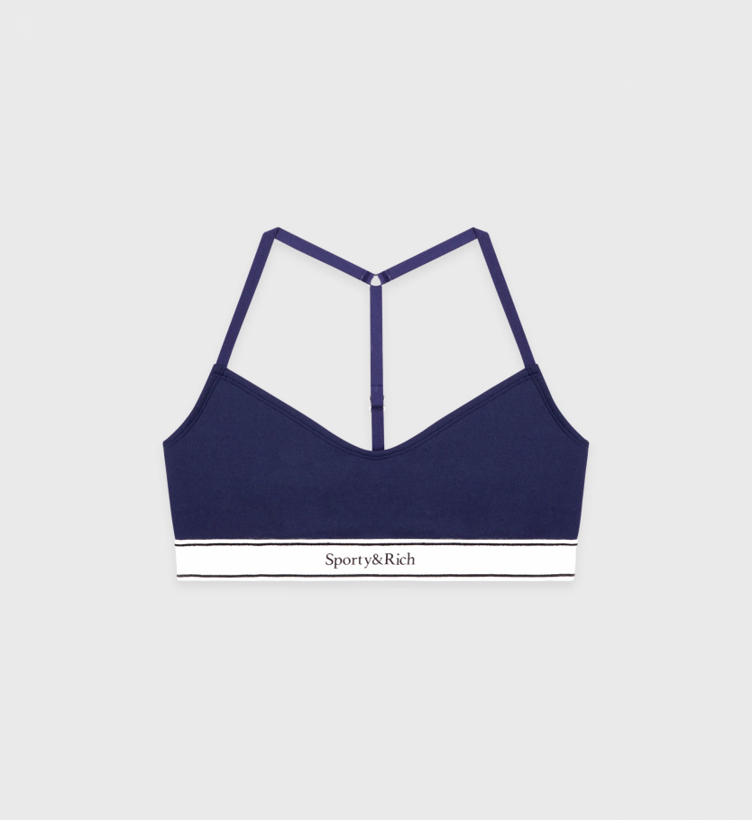 Photo Serif Logo Sports Bralette - NavyOff White