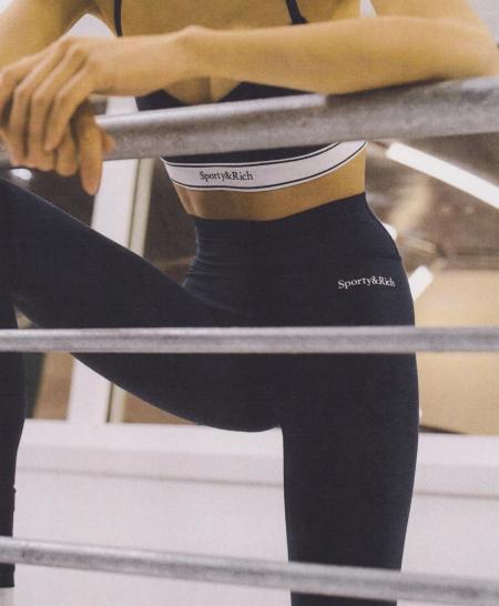 Serif Logo Legging - NavyWhite