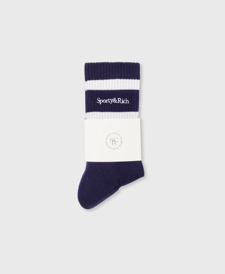 Serif Logo Socks - NavyWhite