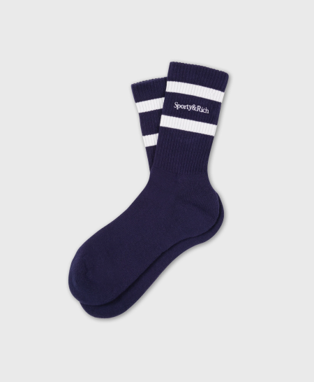 Serif Logo Socks - NavyWhite