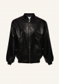 Photo Oversized leather bomber jacket in black